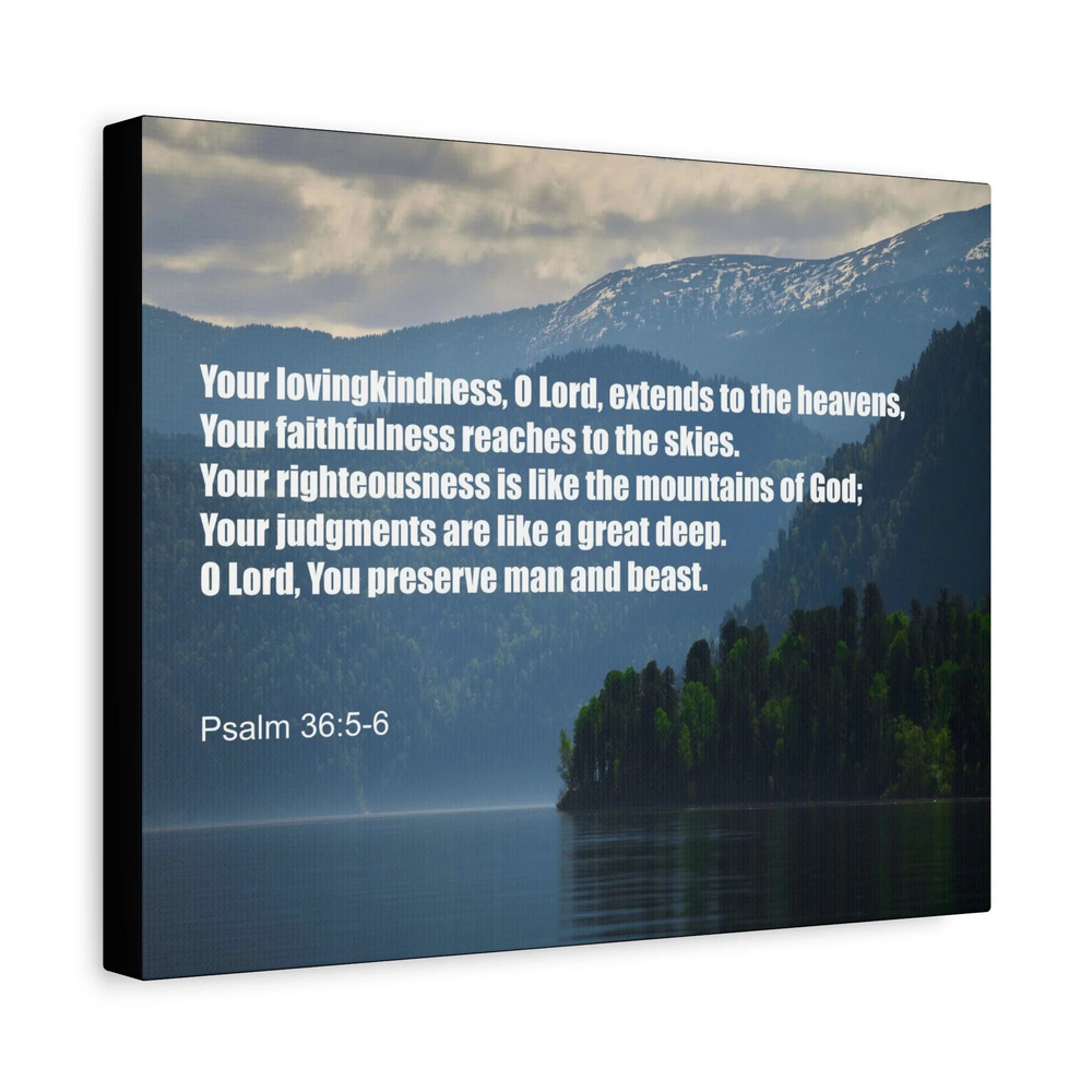 Scripture Canvas Your Lovingkindness Psalm 36:5-6 Christian Wall Art Bible